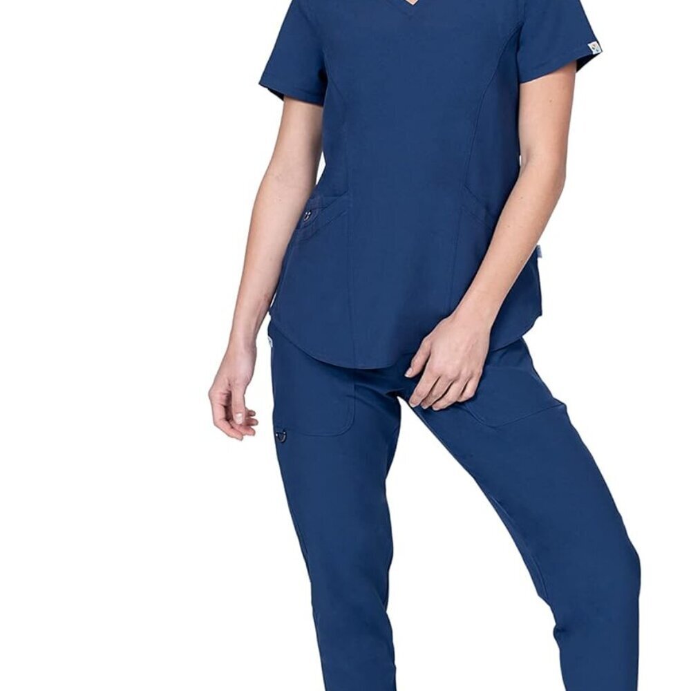 Women’s Scrub Set V-Neck Jogger 7 Pockets Stretch Medical Dental Spa